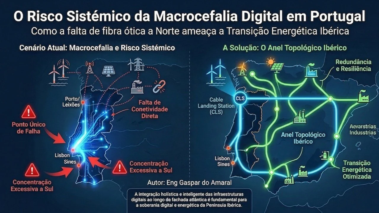 Capa do artigo «Como a falta de fibra ótica a Norte de Portugal ameaça a Transição Energética Ibérica»